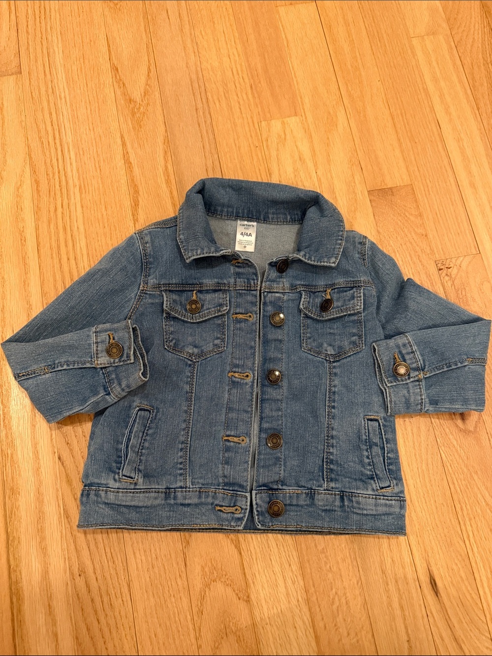 Carters 4T Children's Light Blue Denim Button Up Jacket with pockets 90% cotton
